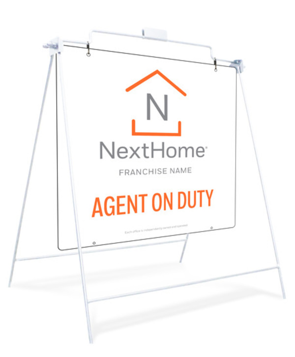 Agent on Duty White Swinging A-Frame and Sign Panel Unit, 24h x 24w, PVC
